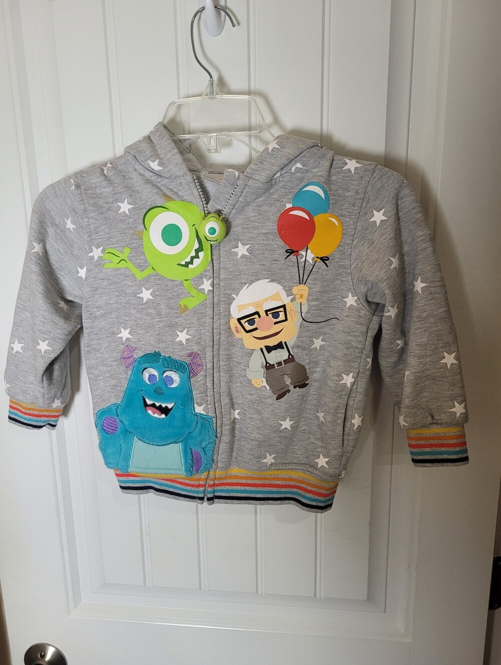 Disney Pixar kids' Gray Character Zip Hoodie with Balloon & Monster Prints
